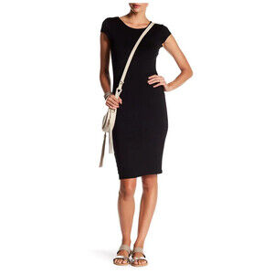 Velvet Torch Cap Sleeve Bodycon Dress Black Size XS